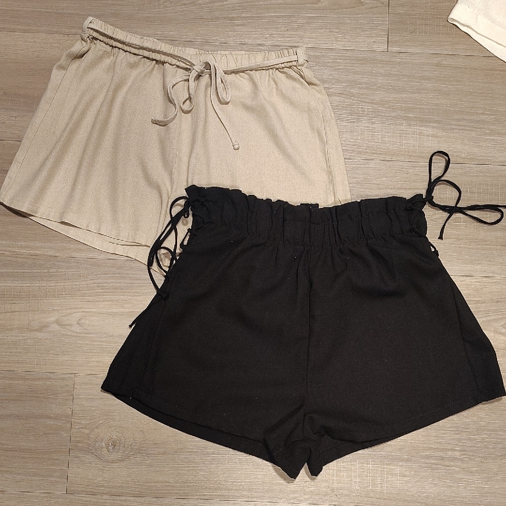 Women’s Linen High-Waist Drawstring Shorts —M
